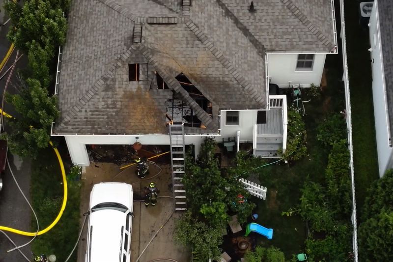 Roof structure damaged by fire